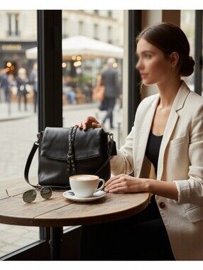 Lucky Brand Black Stud-Accent Leather Crossbody